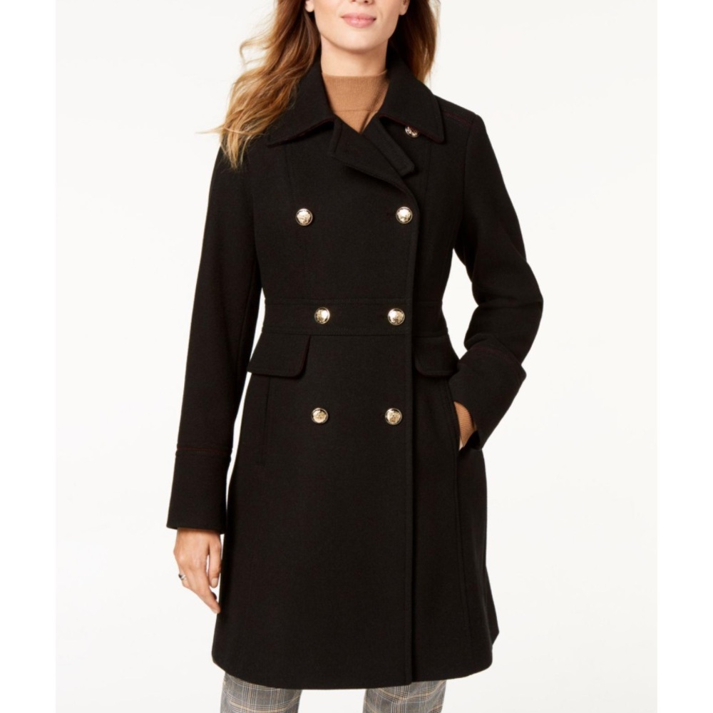 Vince Camuto Military Style Wool Blend Coat